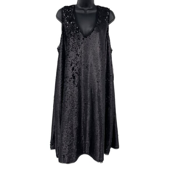New Rachel Roy Curvy Collection Full Sequin Cocktail Party Dress Womens 2X Black - Picture 1 of 15